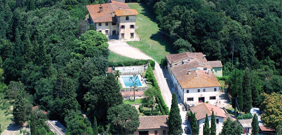 Aerial photo of Fattoria Bini and Terraio Villa